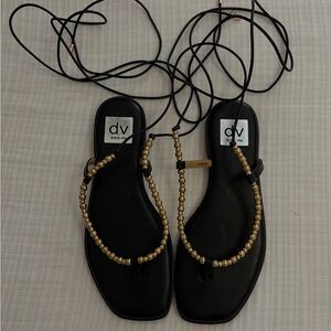 DV by Dolce Vita Black and Gold Beaded Sandals